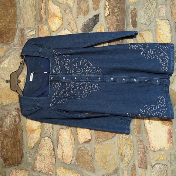 Avec les filles western embroidered denim mini dress - Picture 4 of 16